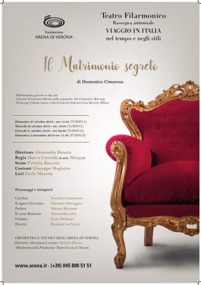 Prima rappresentazione dell'opera "Il Matrimonio segreto" al Teatro Filarmonico di Verona Prima rappresentazione dell'opera "Il Matrimonio segreto" al Teatro Filarmonico di Verona