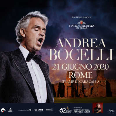 ANDREA BOCELLI: il 21 giugno uno spettacolare concerto alle Terme di Caracalla ANDREA BOCELLI: il 21 giugno uno spettacolare concerto alle Terme di Caracalla
