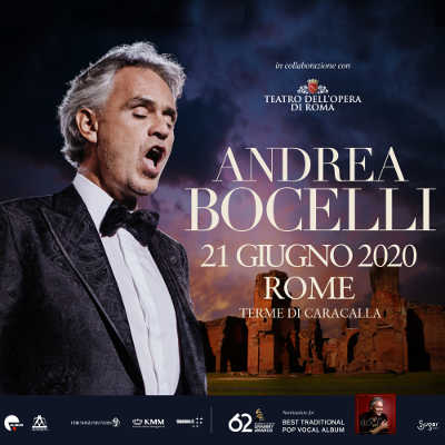 ANDREA BOCELLI: il 21 giugno uno spettacolare concerto alle Terme di Caracalla