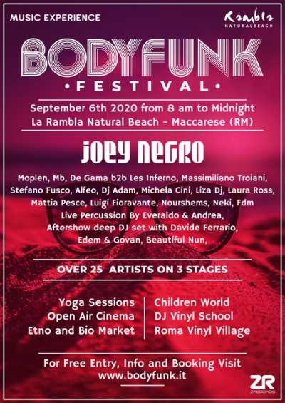 Body Funk Festival: evento posticipato al 6 settembre Body Funk Festival: evento posticipato al 6 settembre 