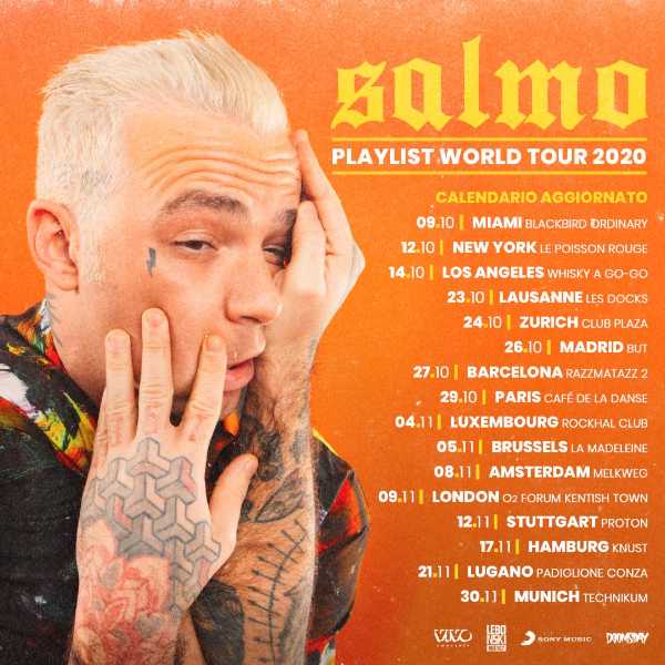 Il "Playlist World Tour 2020" di Salmo riprogrammato ad ottobre Il "Playlist World Tour 2020" di Salmo riprogrammato ad ottobre