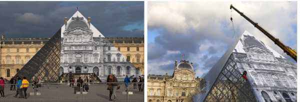 CuriosArte: Come far sparire la Piramide del Louvre o... sprofondarla in un abisso