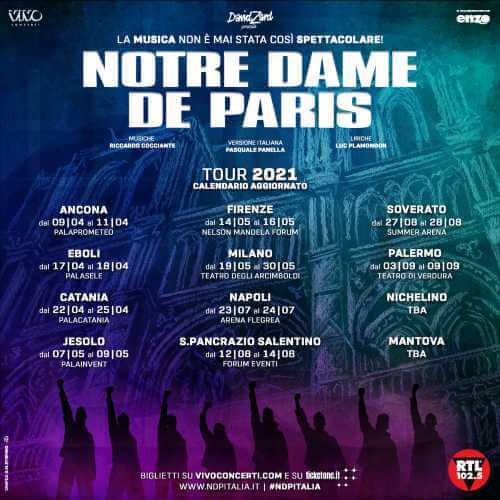 NOTRE DAME DE PARIS - posticipata l'intera tournee, ecco le nuove date