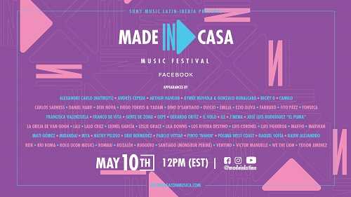 SONY MUSIC LATIN-IBERIA presenta il music festival "Made In: Casa", oggi in live streaming SONY MUSIC LATIN-IBERIA presenta il music festival "Made In: Casa", oggi in live streaming