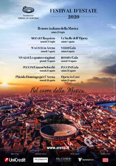 Programmi e grandi nomi per il FESTIVAL D’ESTATE 2020 dell' Arena di Verona