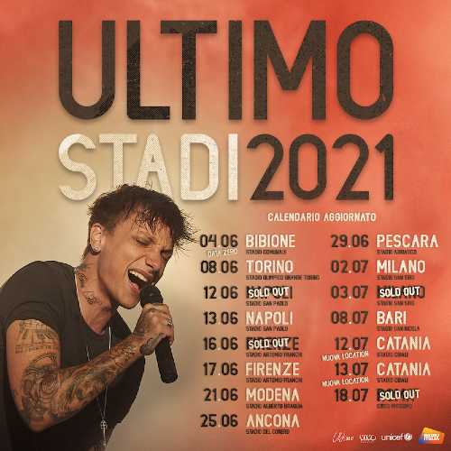 ULTIMO - Stadi 2021: riprogrammato con due date a Catania a luglio 2021 il concerto di Messina ULTIMO - Stadi 2021: riprogrammato con due date a Catania a luglio 2021 il concerto di Messina