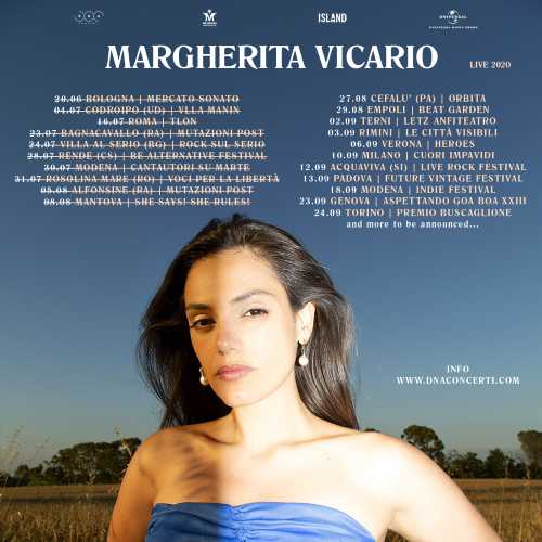 MARGHERITA VICARIO - Il tour estivo continua con nuove date a Cefalù, Modena e Genova
