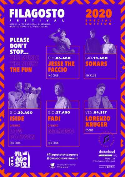 FILAGOSTO FESTIVAL: Lorenzo Kruger chiude il calendario dell'edizione 2020 in collaborazione con i locali di Bergamo
