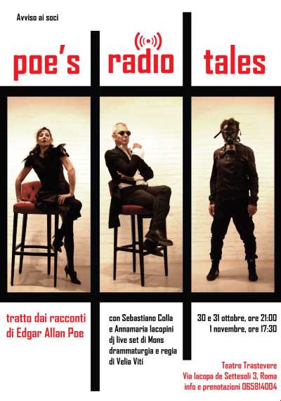 Al Teatro Trastevere POE’S RADIO TALES di Velia Viti, con Sebastiano Colla e Annamaria Iacopini
