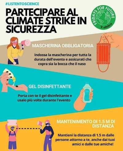 FRIDAYS FOR FUTURE - Il 9 ottobre lo SCIOPERO NAZIONALE PER IL CLIMA nel rispetto delle disposizioni di sicurezza per la protezione contro il CORONAVIRUS