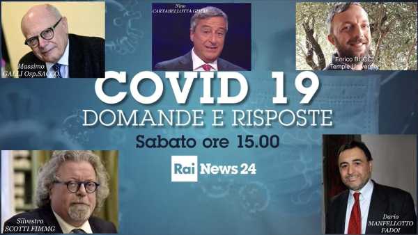 Oggi in TV: Speciale 'Covid19 - Domande e risposte' su Rainews24. Con Massimo Galli l'approfondimento sugli ospedali