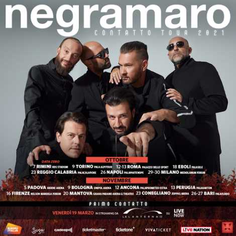 Il ritorno dal vivo dei NEGRAMARO - Contatto Tour 2021