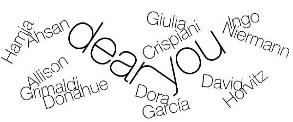 MAMbo, Bologna: ultimi giorni, fino al 14 marzo, per iscriversi a Dear you. L'arte arriva a casa per posta in forma di lettera
