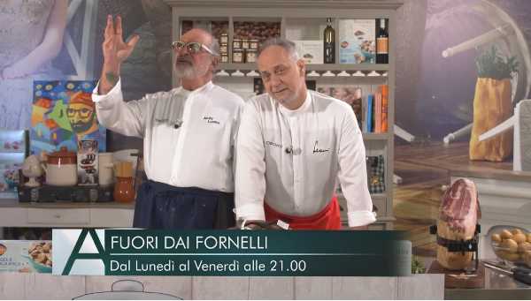 L'attore Andy Luotto con lo Chef stellato Marcello Leoni protagonista in tv con Fuori dai Fornelli