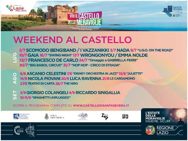 Al via WEEKEND AL CASTELLO la rassegna di eventi al Castello di Santa Severa Al via WEEKEND AL CASTELLO la rassegna di eventi al Castello di Santa Severa