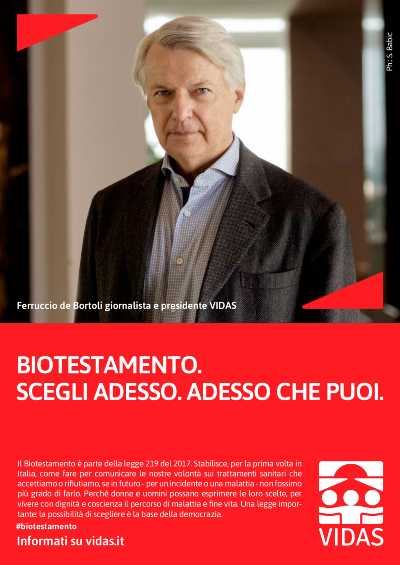 Biotestamento: de Bortoli e Balivo tra i testimonial della campagna VIDAS "Scegli adesso. Adesso che puoi"