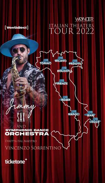 Prosegue il primo tour nei teatri italiani del sassofonista JIMMY SAX con THE SYMPHONIC DANCE ORCHESTRA con due date in Puglia