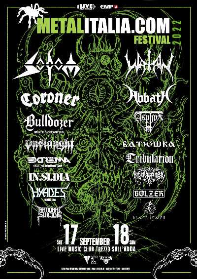 METALITALIA.COM FESTIVAL 2022: bill completo con BULLDOZER, ONSLAUGHT, EXTREMA, BATUSHKA, NECROPHOBIC e altri