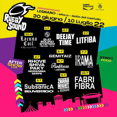 RUGBY SOUND FESTIVAL - Torna all'Isola del Castello di Legnano uno dei festival più attesi dell'estate
