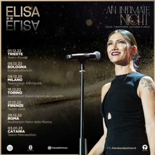 ELISA a grande richiesta torna nei teatri con "AN INTIMATE NIGHT”