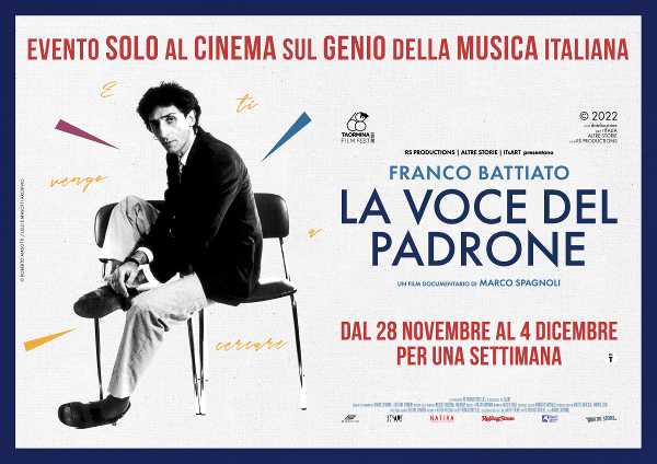 Franco Battiato – La Voce del Padrone di Marco Spagnoli dal 28 novembre al 4 dicembre solo al cinema, in 200 copie in tutta Italia Franco Battiato – La Voce del Padrone di Marco Spagnoli dal 28 novembre al 4 dicembre solo al cinema, in 200 copie in tutta Italia