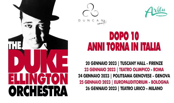 la storica DUKE ELLINGTON ORCHESTRA torna per la seconda volta in tour in Italia a gennaio 2023