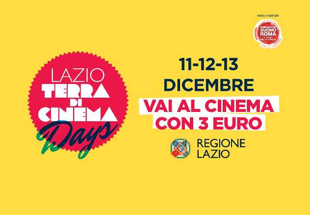 Anec Lazio aderisce a LAZIO TERRA DI CINEMA DAYS: tutti al cinema a soli 3 Euro l'11,12 e 13 dicembre