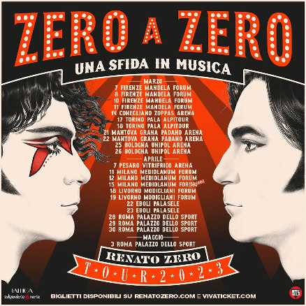 RENATO ZERO - "ZERO A ZERO - UNA SFIDA IN MUSICA", ai blocchi di partenza la nuova tournée nei Palasport