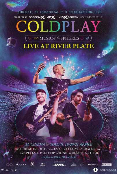 "COLDPLAY – MUSIC OF THE SPHERES: LIVE AT RIVER PLATE” al cinema il 19, 20, 21 aprile