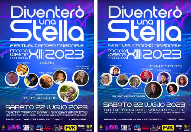 Tutto pronto a Gioiosa Marea per la XII Edizione del Festival Canoro Nazionale “Diventerò una Stella” premio Lorena Mangano