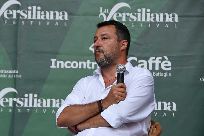 Il Vicepremier e Ministro delle infrastrutture Matteo Salvini al Caffè della Versiliana