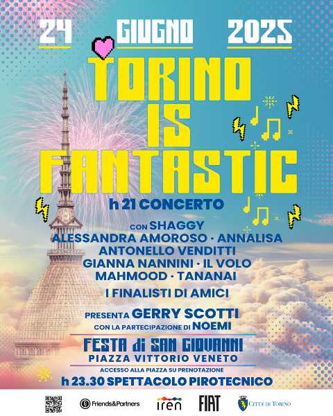 Torino is Fantastic: il 24 giugno la musica italiana conquista Piazza Vittorio Veneto
