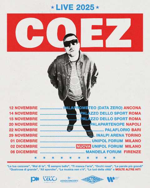 Coez aggiunge una nuova data a Milano: il 1998 Tour si arricchisce