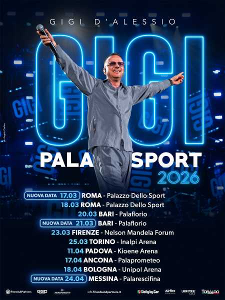 🎤 Gigi D’Alessio: “GIGI PALASPORT 2026” raddoppia Roma e Bari e arriva a Messina